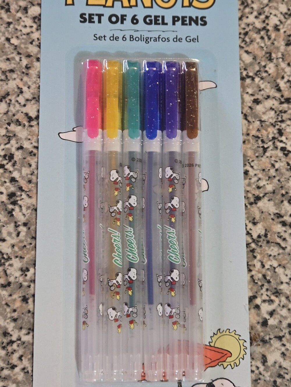 Peanuts Gel Pen Set - Pink, Yellow, Green, Blue, Purple, Brown